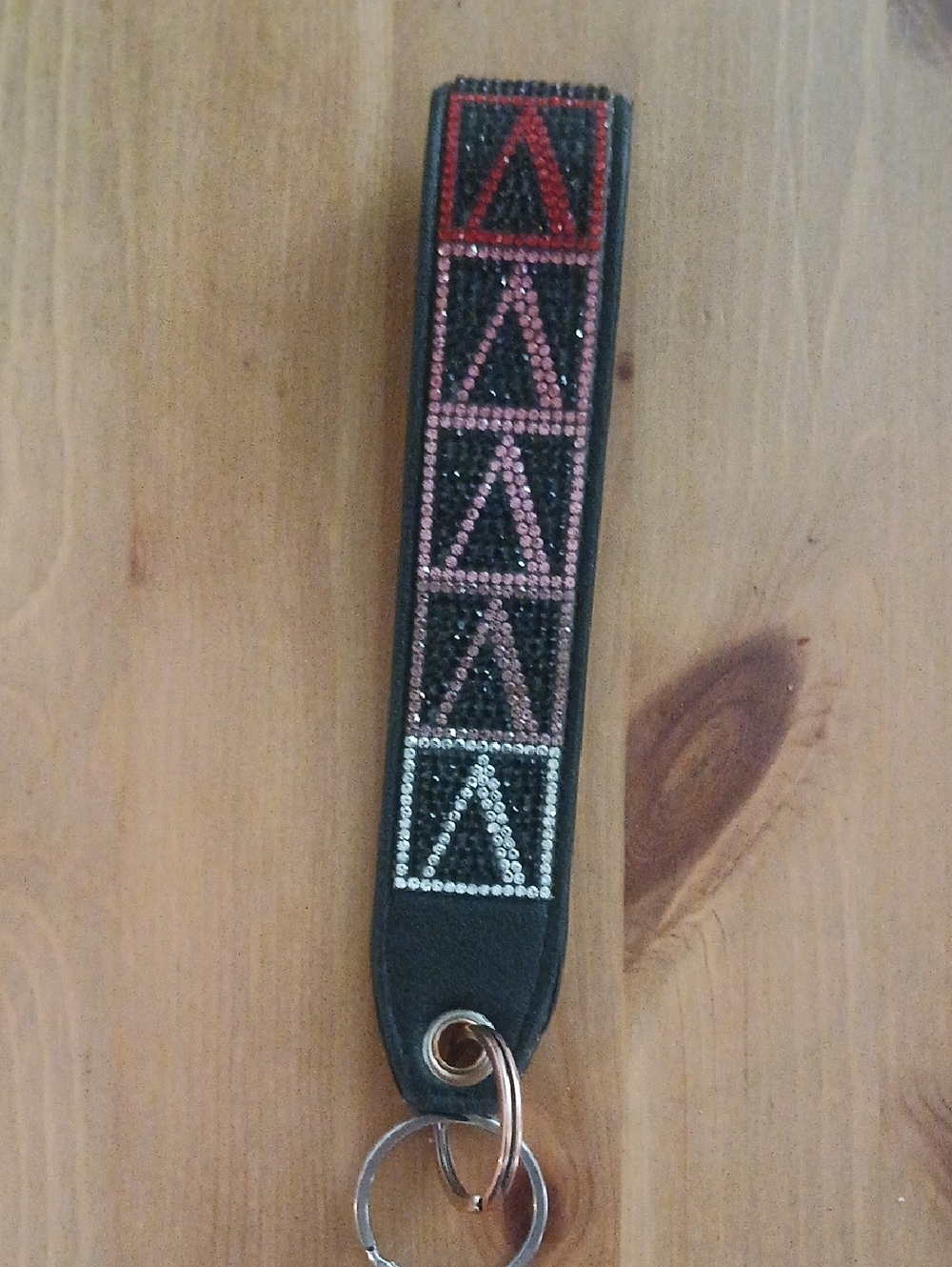 Victoria's Secret Black Key Fob with Red, Pink & Silver Rhinestone Accent